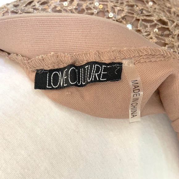 Bronze Gold Sequin Embroidered Lace Mini Skirt - Picture 4 of 5